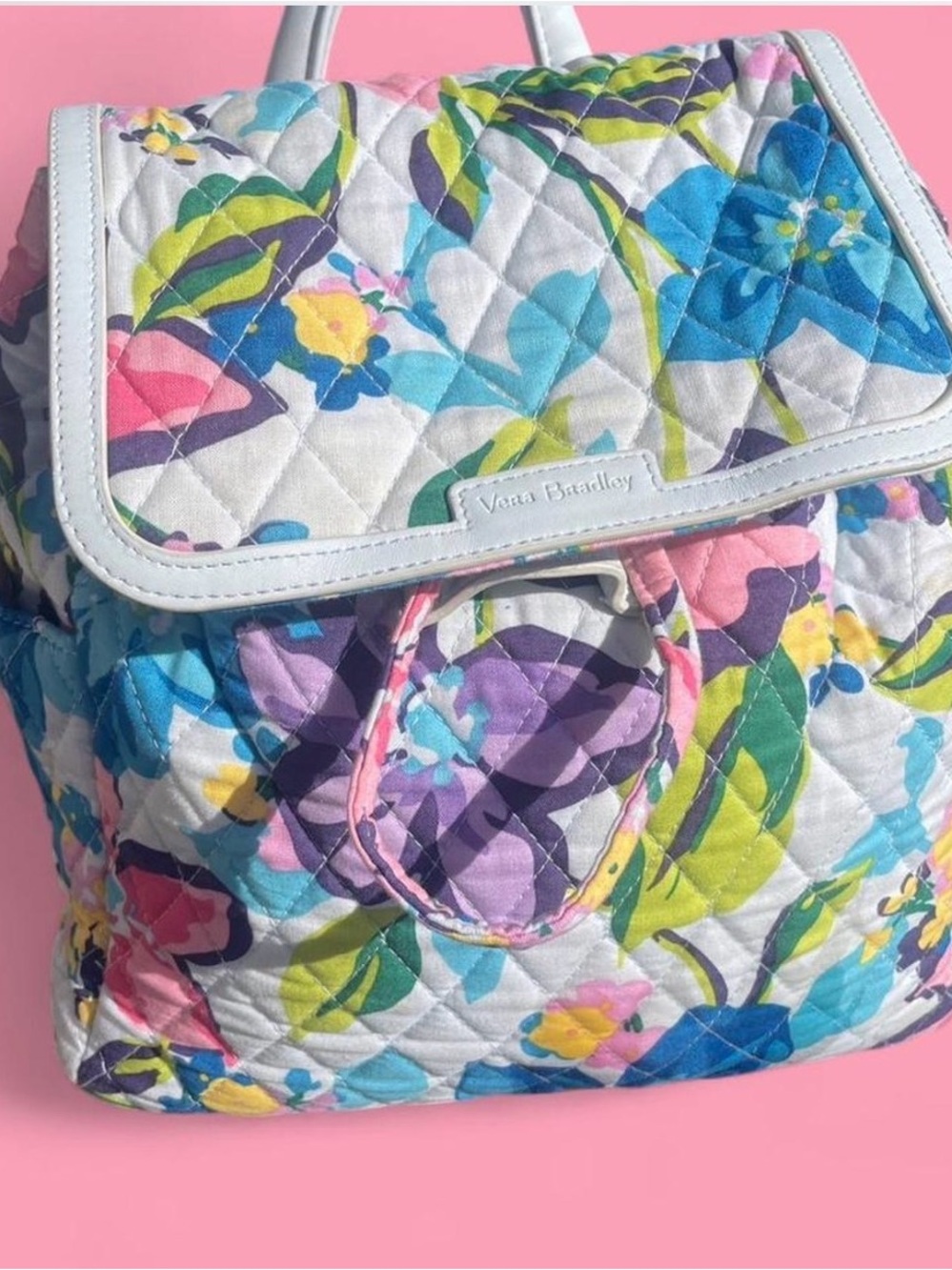 Vera Bradley Marian Floral Drawstring Backpack in Blue, Pink, Purple, Green